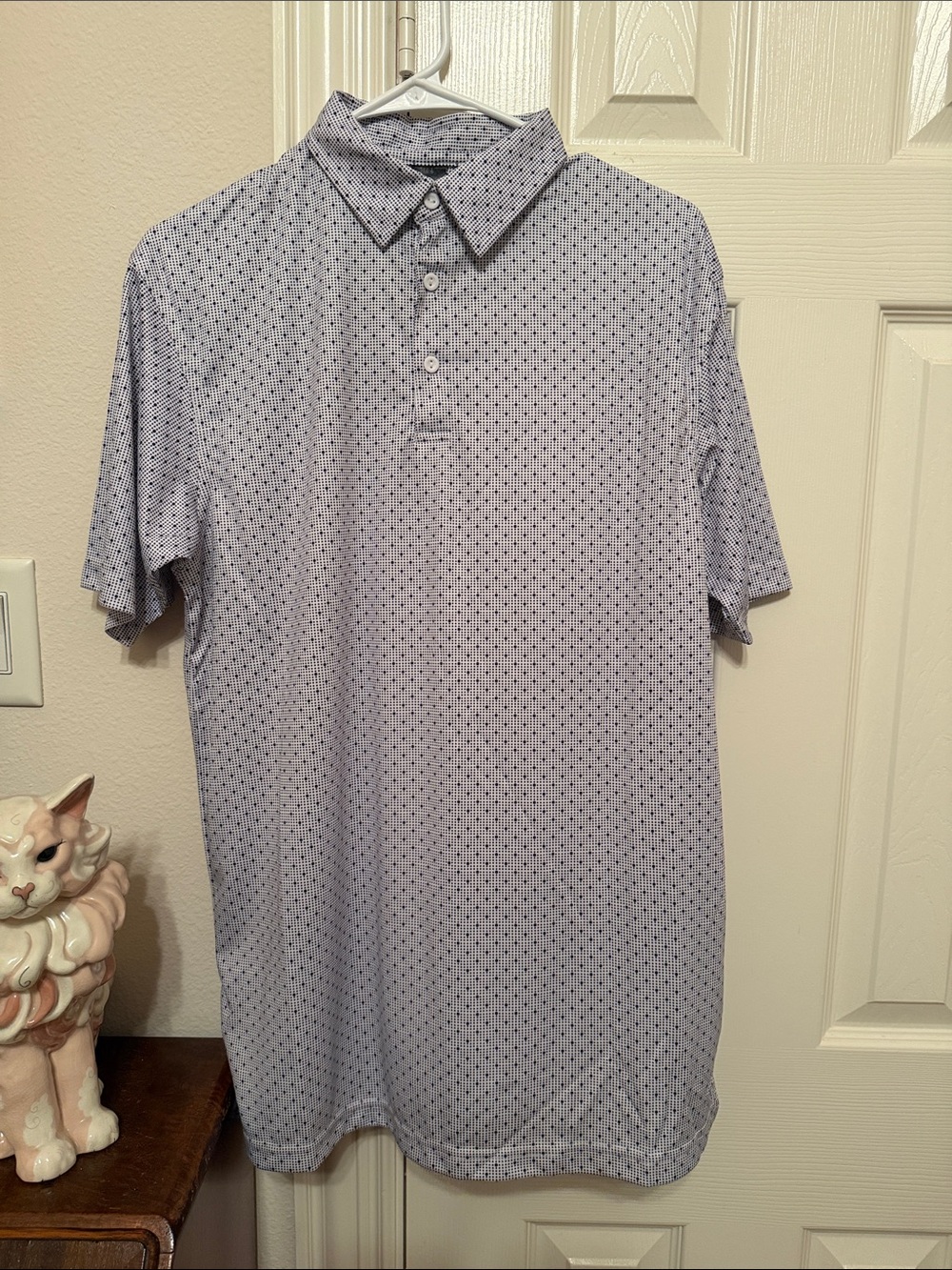 Burnside Short-Sleeve Polo in Blue Micro-Print